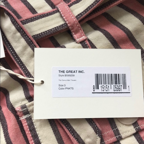NEW • The Great • Convertible Striped Trouser Lg - Picture 7 of 7